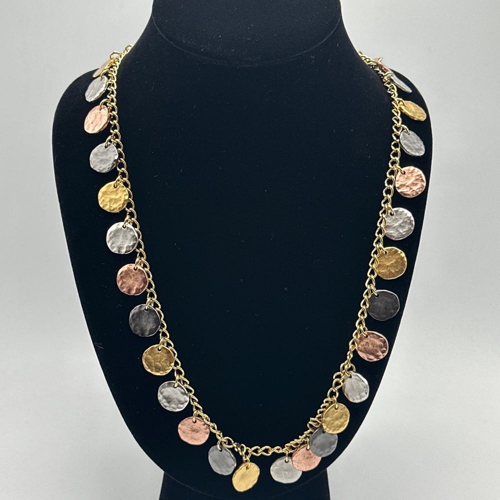 Kenneth Jay Lane kjl mixed metal coin‎ necklace #439